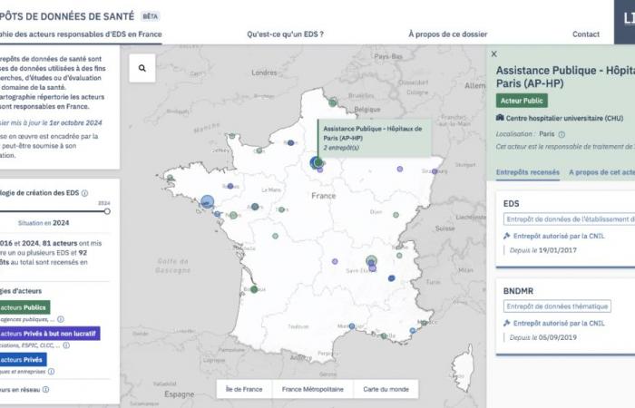 Explore the mapping of health data warehouses in France