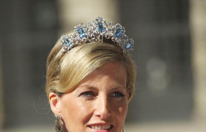 Queen Camilla wears the very rare Queen Elizabeth II aquamarine tiara to honor the diplomatic corps