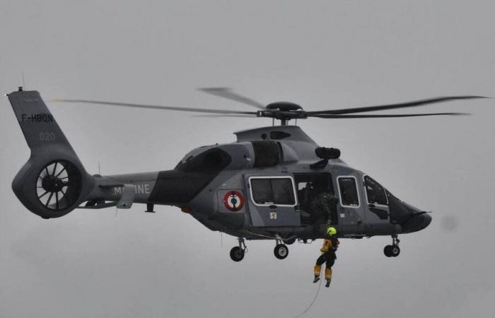 A sick fisherman evacuated off the coast of Calvados