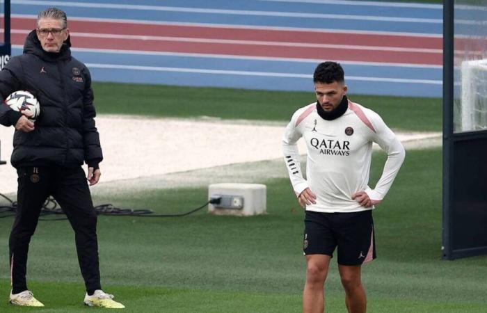 PSG. Gonçalo Ramos and Presnel Kimpembe present during collective training, not Nuno Mendes