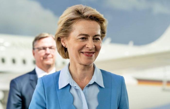 Ursula von der Leyen comes to the aid of a passenger in distress