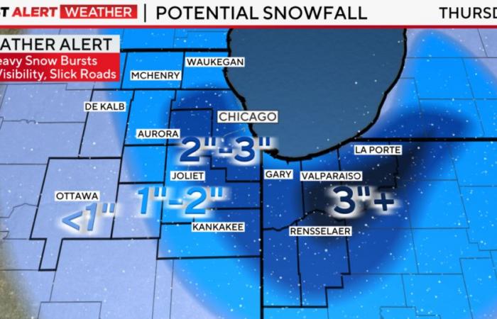 How much snow is expected in Chicago?