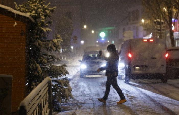 Bad weather. In Alsace, snow on the plains and on the heights