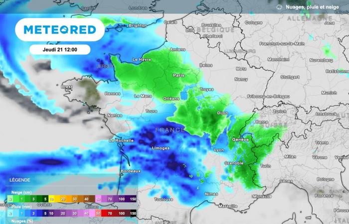 our maps confirm snowfall in France! What time will it snow in your area?