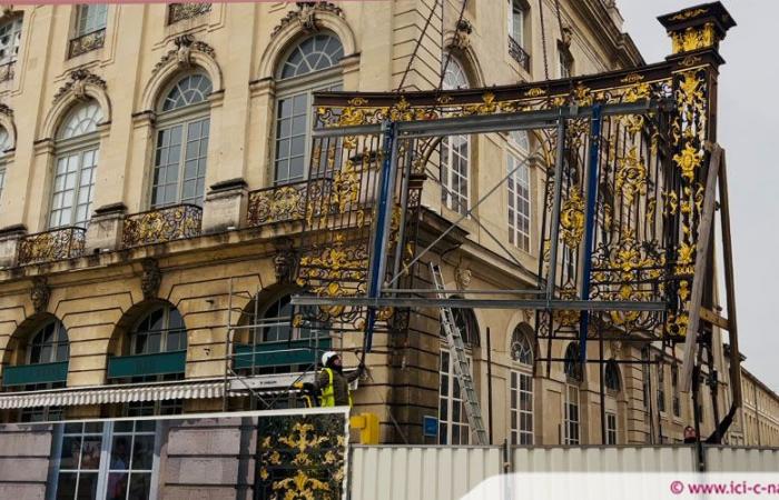 two gates of the “golden doors” of Place Stanislas removed