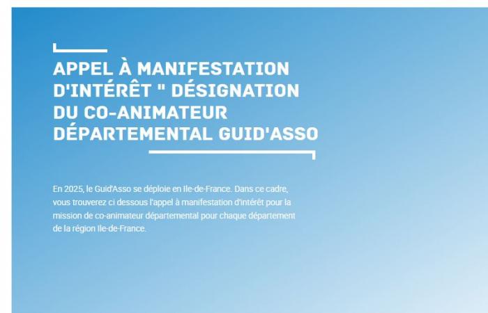 Call for Expressions of Interest: Departmental Co-Facilitator Guid'Asso in Seine-et-Marne – News