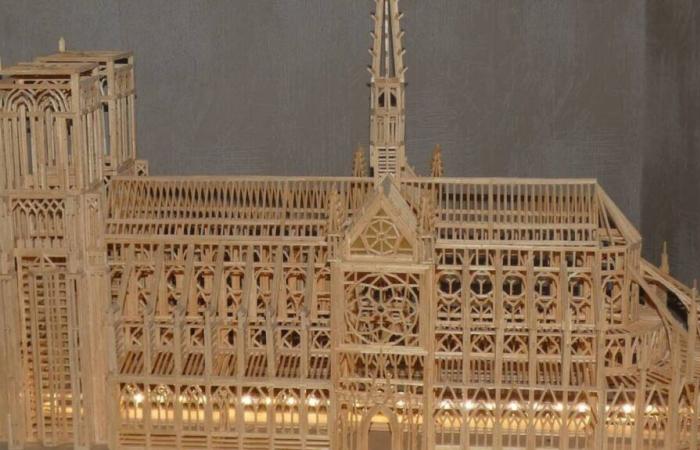 his matchstick model of Notre-Dame on display