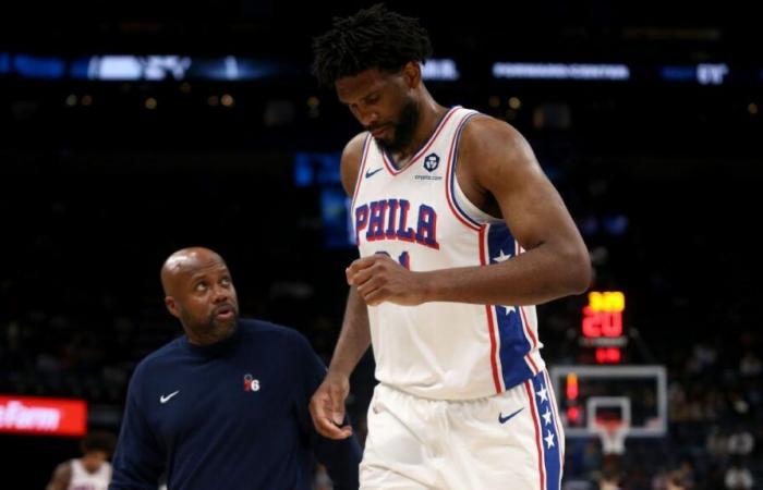 76ers’ Joel Embiid out vs. Nets, Clippers with swelling in knee