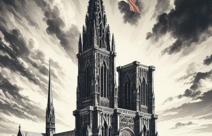 how the French flag was raised on the cathedral