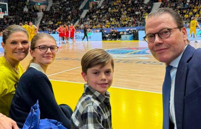 Princess Estelle and Prince Oscar attend a tense basketball match against the world champions