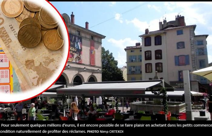 She wins the Loto and manages to buy three items in the shopping streets of Puy-en-Velay