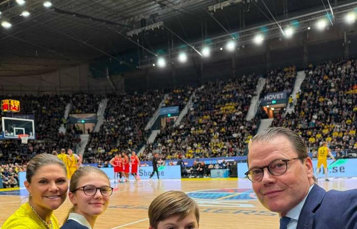 Princess Estelle and Prince Oscar attend a tense basketball match against the world champions