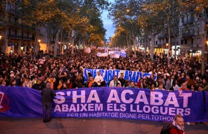 Demonstration in Barcelona against the explosion in rent prices