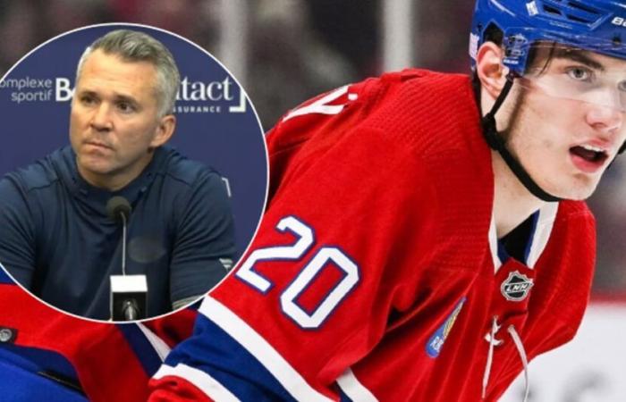 Martin St-Louis challenges Juraj Slafkovsky in front of the cameras