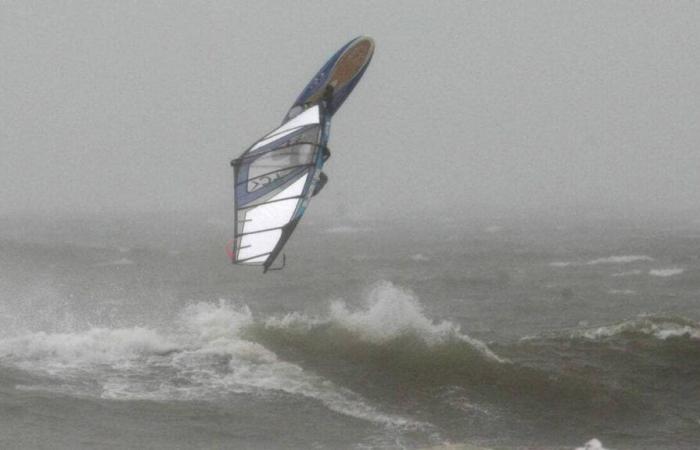 a windsurfer rescued off the coast of Hermanville-sur-Mer on the Calvados coast