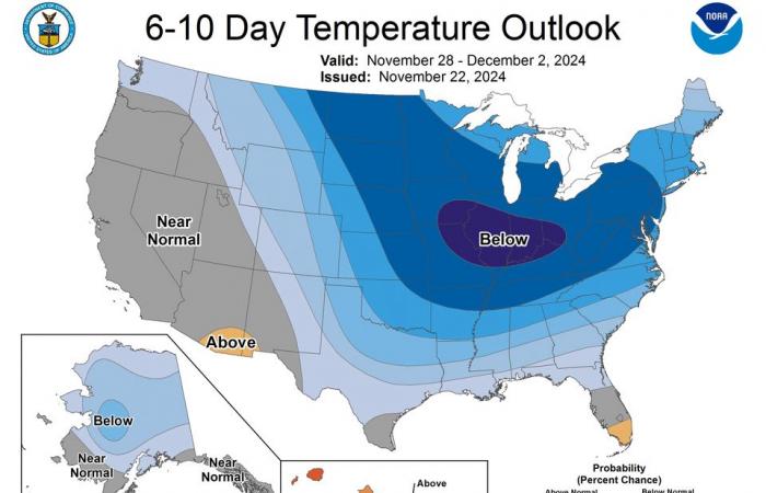 Thanksgiving week weather forecast by region