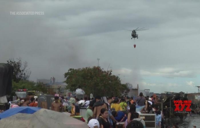 Huge fire engulfs residential compound in Manila (Video)