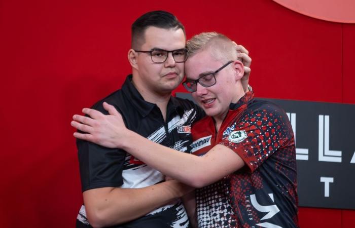 Heartbreaking moment darts wonderkid left in floods of tears after missing chance to follow in Luke Littler’s footsteps