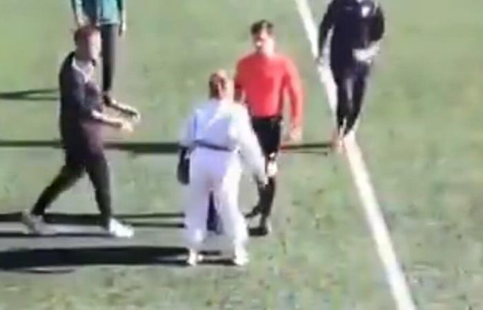 outrage in Spain, mother of one enters the pitch and slaps the referee