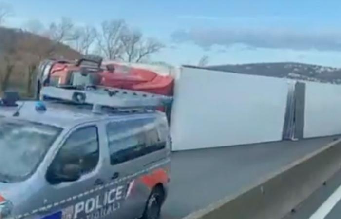 an overturned truck on the A47 paralyzes traffic around Lyon