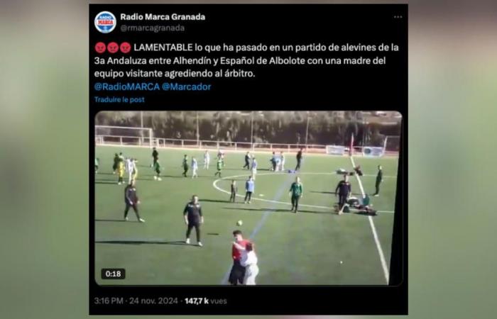 the mother of a U12 player enters the pitch to slap a referee in Spain