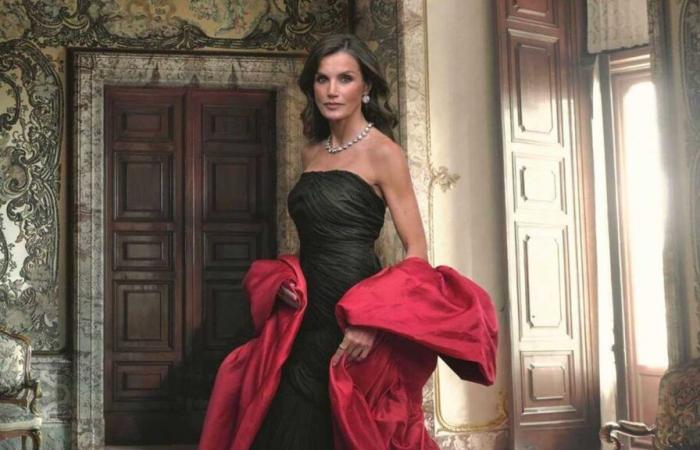 Queen Letizia looks majestic with her vintage Balenciaga cape created for the wedding of King Juan Carlos