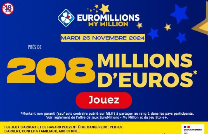 EuroMillions Tuesday November 26, 2024: 208 million euros to be won! – FDJ