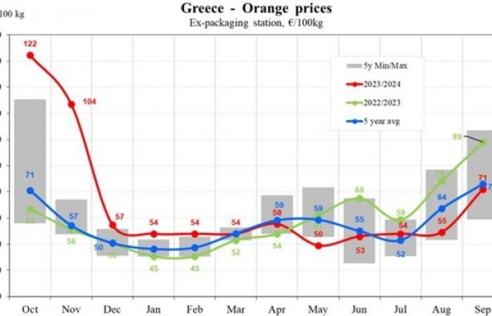 EU orange prices fall by 17.83% in 2024