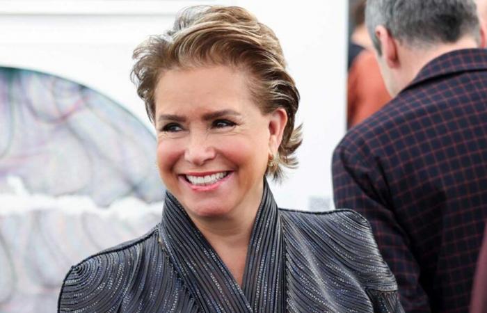 Grand Duchess Maria Teresa and her futuristic leather jacket by Giorgio Armani at Luxembourg Art Week