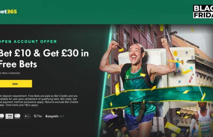 Black Friday with bet365: Bet £10 and unlock £30 in free bets