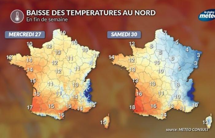 Strong thermal contrast at the end of the week from north to south: from autumn to spring