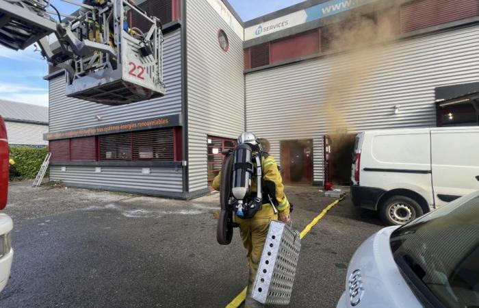 A person rescued from a burning office in Vernier