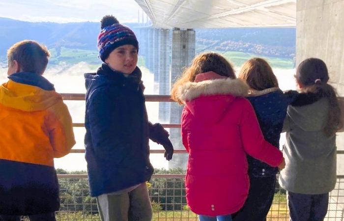 To mark the 20th anniversary, nearly 1,000 students from South Aveyron visit the Millau viaduct