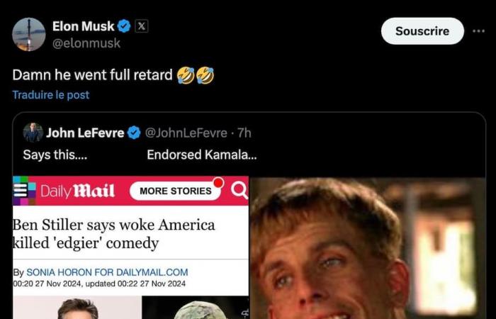 Elon Musk calls Ben Stiller a retard