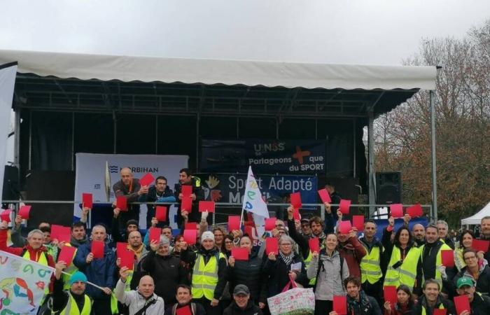 Morbihan PE teachers show the red card