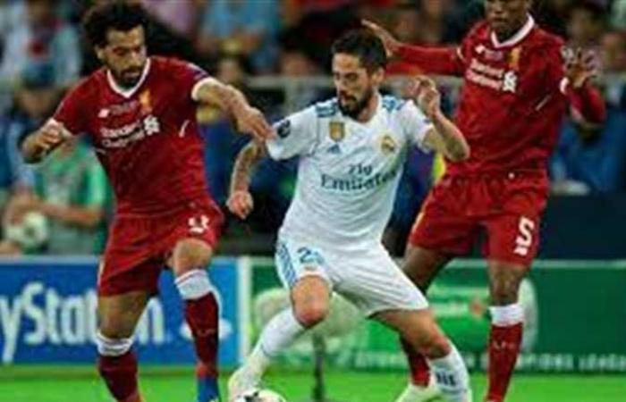 The date of the Real Madrid and Liverpool match and the broadcast channels in the Champions League