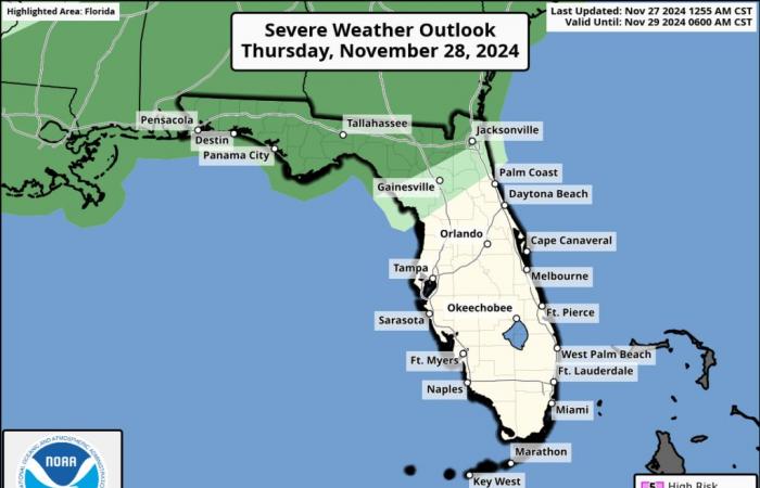 Tropics quiet. Cold fronts, severe thunderstorms in Thanksgiving Day forecast for Florida