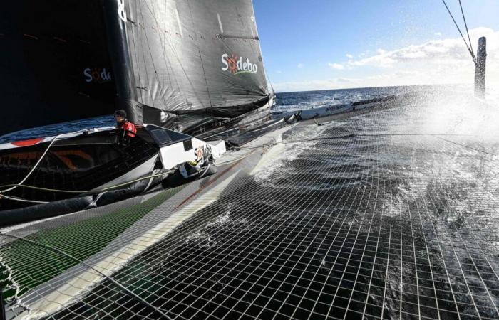 A match between two maxi-trimarans to try to beat the round-the-world sailing record