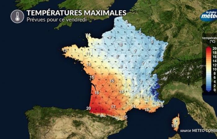 Weather for Friday, November 29: sunshine but very contrasting temperatures!