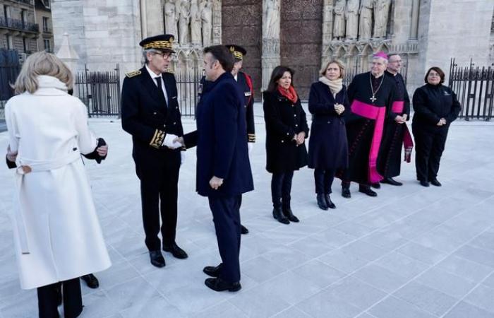 Emmanuel Macron makes his last visit to the cathedral, before its reopening