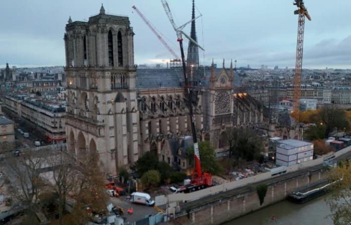 the restored cathedral is revealed with a final site visit by Emmanuel Macron