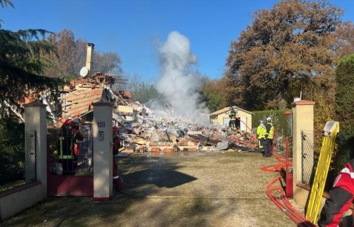 emergency services search for a man under the rubble