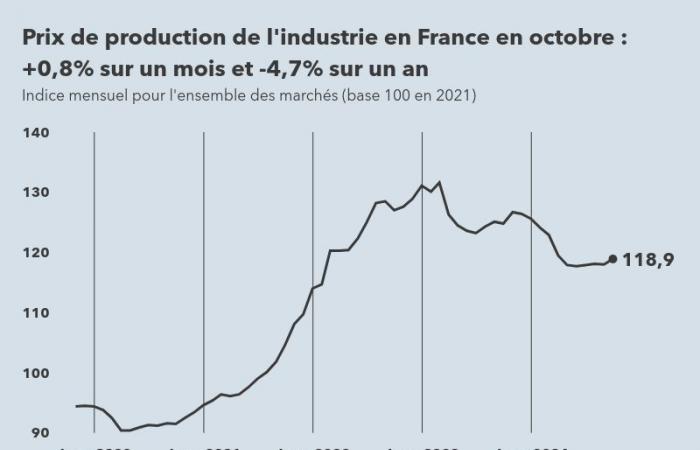 Production prices in French industry increased by 0.8% in October 2024