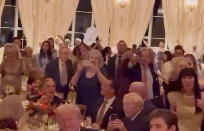 ‘Embarrassed’ Barron looks on as Trump and ‘First Buddy’ Elon Musk dance to YMCA at Mar-a-Lago Thanksgiving