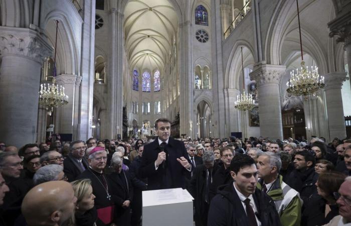 French President Emmanuel Macron unveils the newfound ‘sparkle’ of Paris’ Notre-Dame Cathedral five years after the April 2019 fire