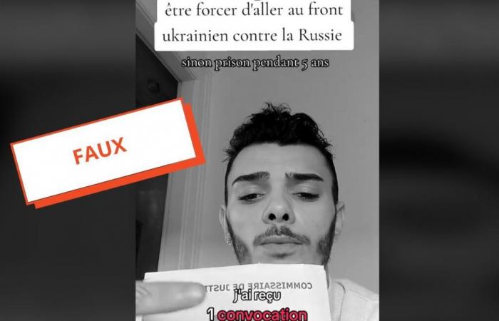 On Tiktok, a man falsely claims that France is “forcibly” sending him to fight on the front