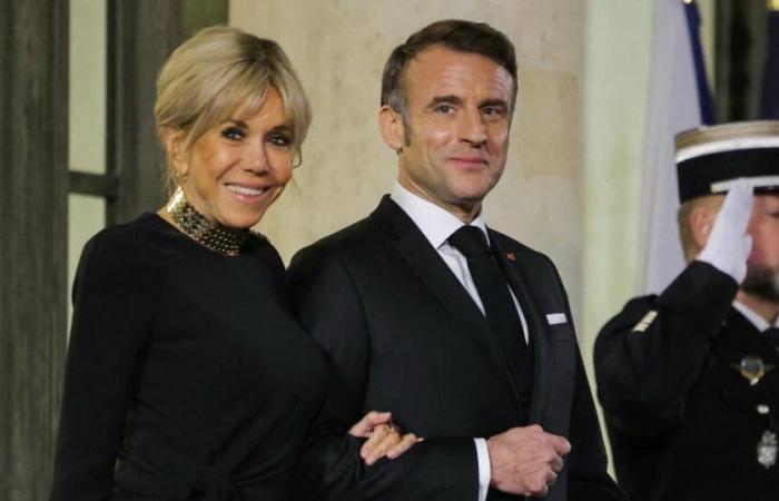 In a slit black dress, Brigitte Macron welcomes Nigeria's presidential couple to the Élysée