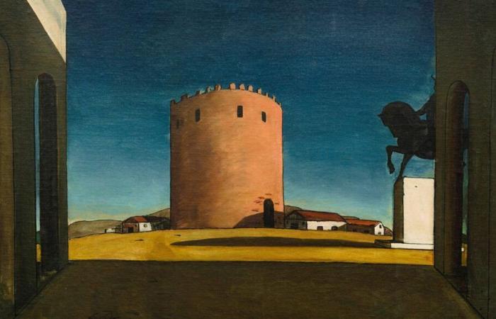 What music do you hear in the painting “The Red Tower” by Giorgio de Chirico?