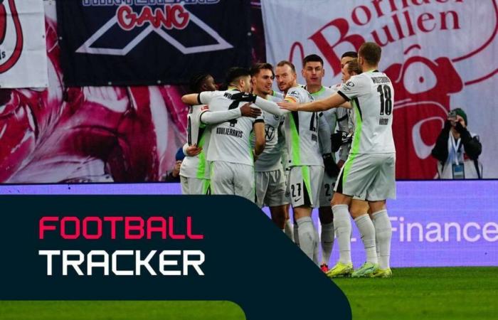 Football Tracker: Wolfsburg thrashing Leipzig as Union Berlin level against Leverkusen