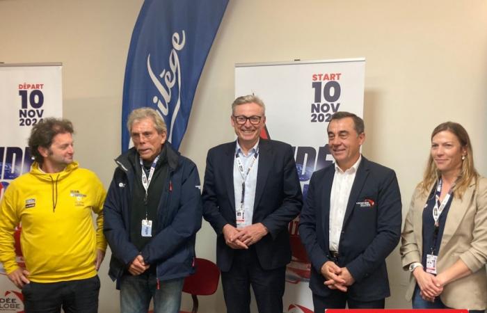 Les Sables-d’Olonne Vendée Globe. PRIVILÈGE catamarans celebrate their 40th anniversary with Alain Leboeuf and their creator Philippe Jeantot